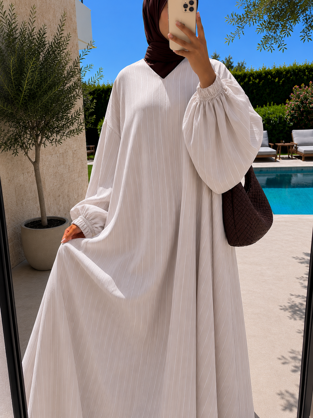 Abaya longue à rayures