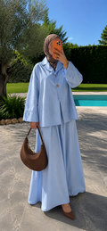 Ensemble Blazer & Jupe Longue Bleu Ciel