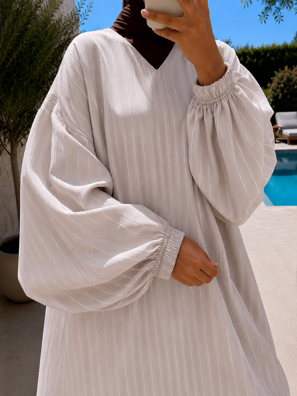 Abaya longue à rayures