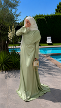 Abaya Satin avec Voile Intégré