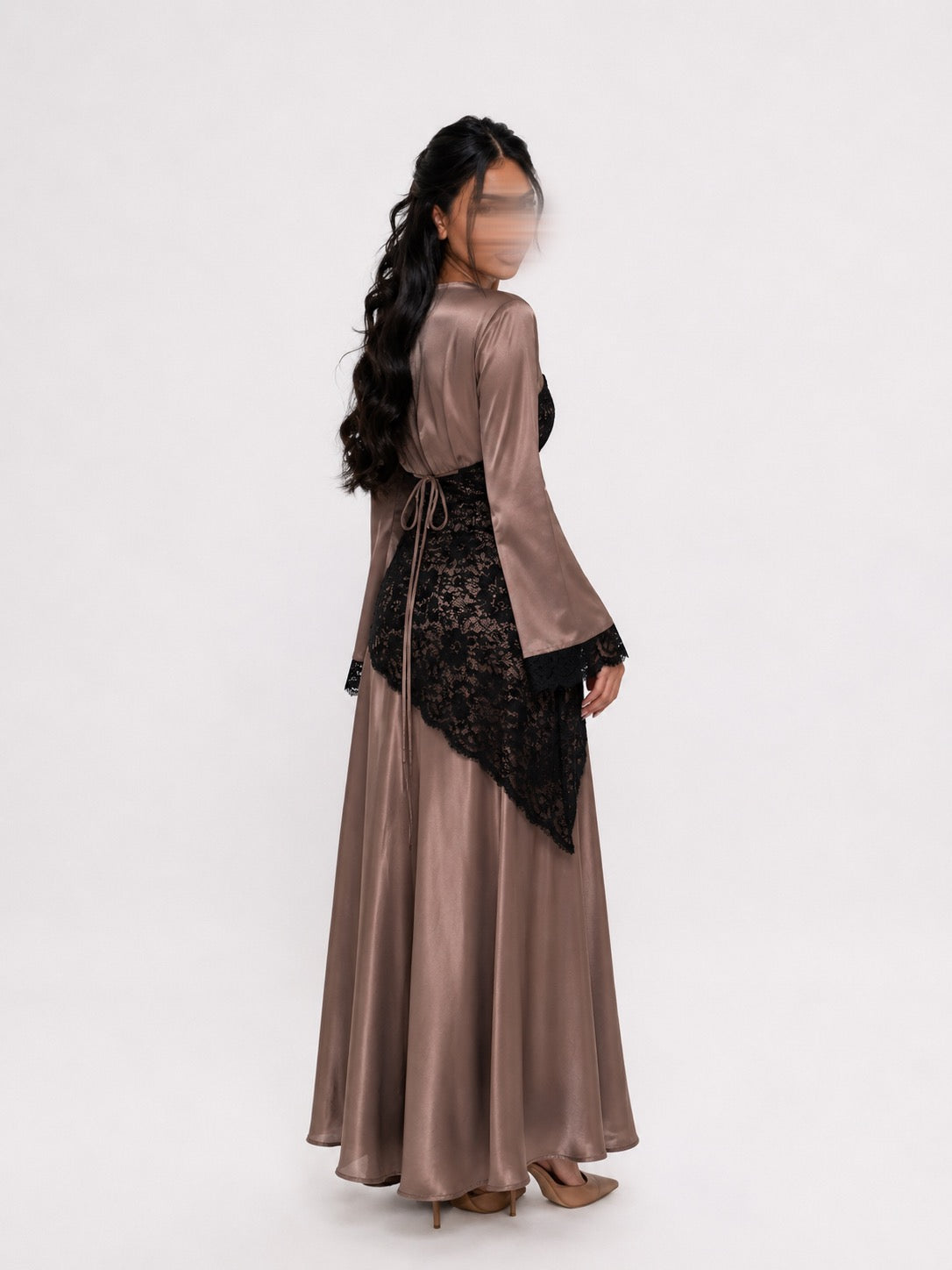 Abaya Satin & Dentelle Noire