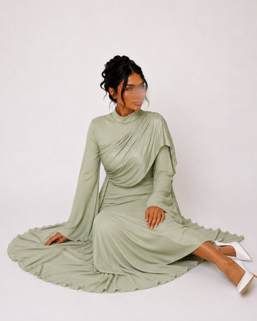 Abaya Satin avec Voile Intégré
