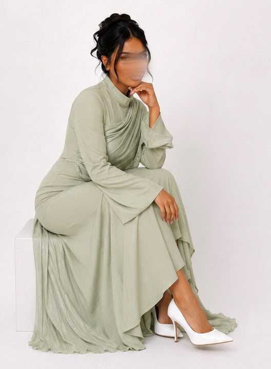 Abaya Satin avec Voile Intégré